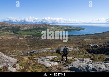 Isle Of Skye über Loch Scresort und Kinloch, von den Hängen des Hallival in den Rum Cuillin Hills, Isle of Rum, Schottland, Vereinigtes Königreich Stockfoto