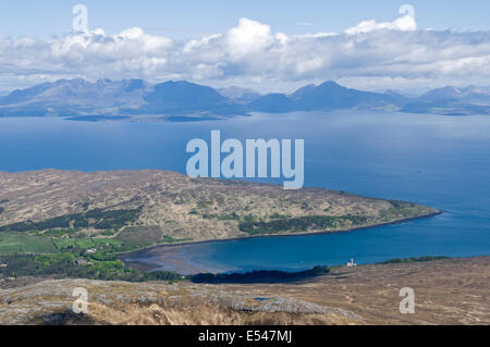 Isle Of Skye über Loch Scresort und Kinloch, vom Gipfel des Hallival in den Rum Cuillin Hills, Isle of Rum, Schottland, Vereinigtes Königreich Stockfoto