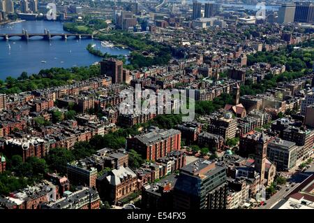 BOSTON, MASSACHUSETTS: Blick auf die Stadt aus der 52. Etage Skywalk Aussichtsplattform des Turmes Prudential Center Stockfoto