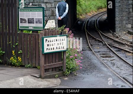 Talyllyn Schmalspur-Dampfeisenbahn, die durch die Landschaft von Twyn nach Nant Gwernol Gwynedd North Wales Großbritannien läuft Stockfoto