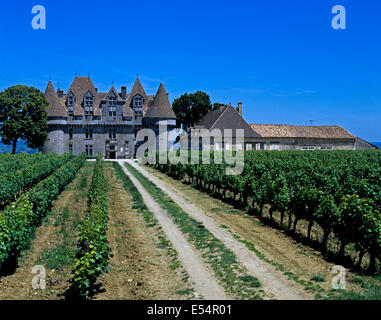 Blick auf das Chateau de Monbazillac, Dordogne, Aquitane, Frankreich Stockfoto