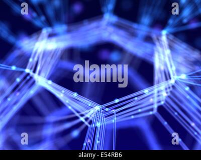 Closeup-Netzwerk. Abstrakte Nanotechnologie 3d Illustration. Stockfoto