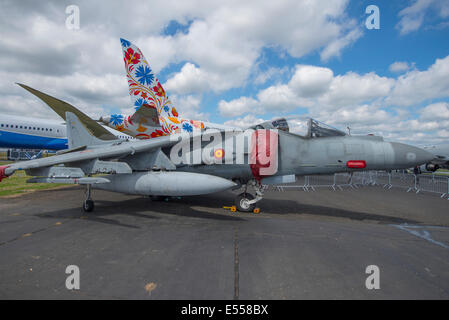 Spanische Marine Harrier EAV-8 b Träger getragen Streik Flugzeuge, Farnborough International Airshow 2014 Stockfoto