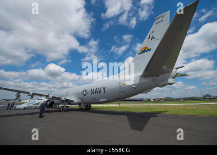 US Navy Boeing P-8 Poseidon anti-u-Boot-Kriegsführung Flugzeug, Farnborough International Airshow 2014 Stockfoto