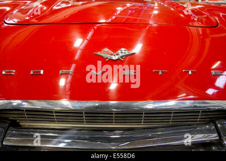 Chevrolet Corvette Logo auf der Motorhaube. Stockfoto