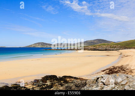 Blick über Traigh Lar Strand Insel z. auf West coast Horgabost Insel Harris äußeren Hebriden Western Isles Scotland UK Stockfoto