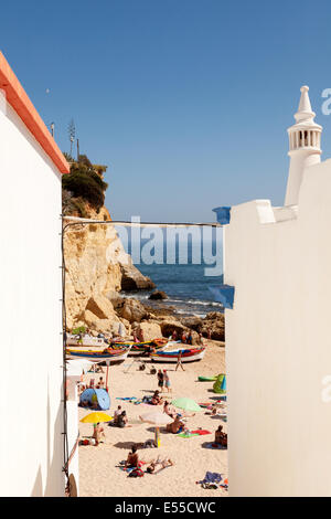 Strand Blick, Carvoeiro, Algarve, Portugal, Europa im Sommer Stockfoto