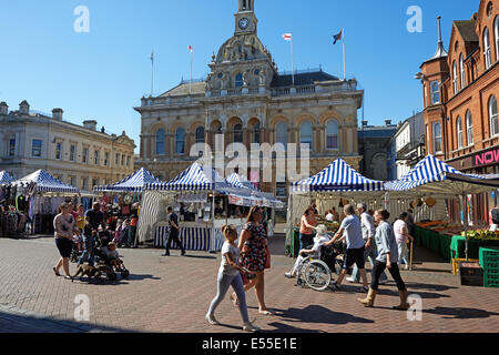 Markt, Mais Hill, Ipswich, Suffolk, UK. Stockfoto