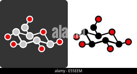 (Glukose, Beta-D-Glucose) Zuckermolekül, flache Symbol Stil. Stockfoto