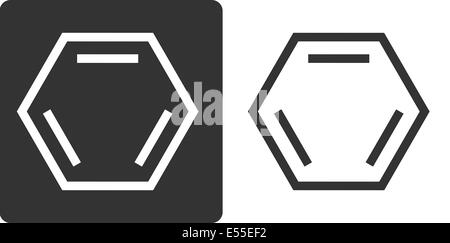 Benzol (C6H6) aromatischen Kohlenwasserstoff Molekül, flache Symbol Stil. Skelettformel. Stockfoto