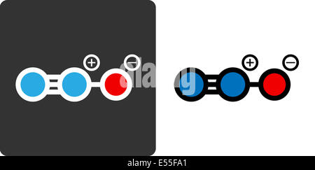Lachgas (N2O, Lachgas, Nitro, NOS, Lachen Gas) Molekül, flache Symbol Stil. Medizinisch verwendet als Betäubungsmittel und schmerzlindernd. A Stockfoto