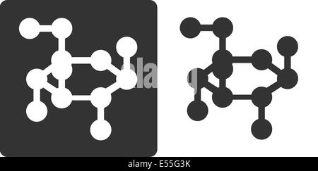 Zuckermolekül Glukose, flache Symbol Stil. Stilisierte Darstellung eines Beta-D-Glucose-Moleküls. Stockfoto