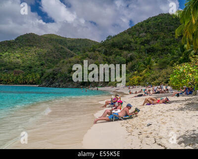 Menschen, die genießen Hawksnest Bay Beach auf der Karibik Insel St. John in den US Virgin Islands Stockfoto