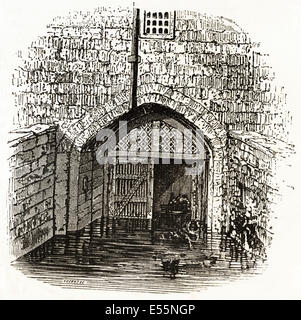 Traitors' Gate in den Tower of London. Viktorianischen Holzschnitt, Kupferstich, ca. 1845. Stockfoto