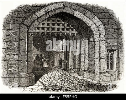 Tor des blutigen Tower in den Tower of London. Viktorianischen Holzschnitt, Kupferstich, ca. 1845. Stockfoto