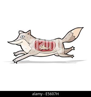 Cartoon-Wolf mit Maus im Bauch Stock Vektor