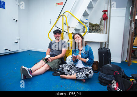 Touristen an Bord der Scillonian, III, 3 Stockfoto