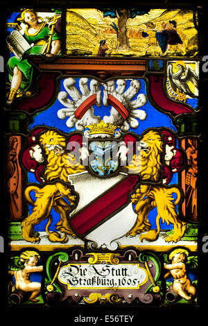 Wappen der Stadt Straßburg 1605 verbleit Fenster Frankreich Französisch oder Deutsch Deutschland Stockfoto