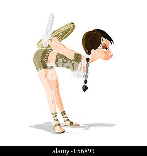 Wikinger Mädchen verbeugte sich Cartoon Stock Vektor