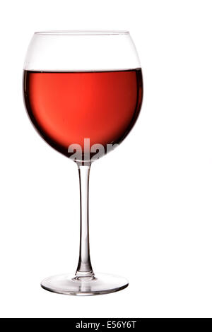 Glas Rotwein isoliert auf weißem Hintergrund Stockfoto