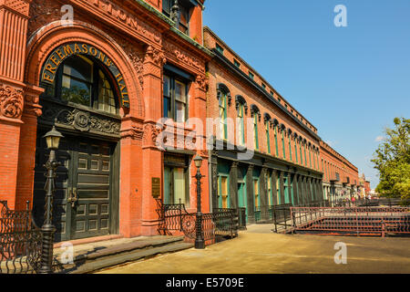 Der architektonisch bedeutenden alten Savannah Baumwollbörse, Gebäude in Savannah, GA, USA Stockfoto