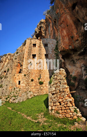 Das byzantinische Kloster Agios Demetrios (Avgo), Ermionida Gemeinde, Argolis (Argolis), Peloponnes, Griechenland. Stockfoto