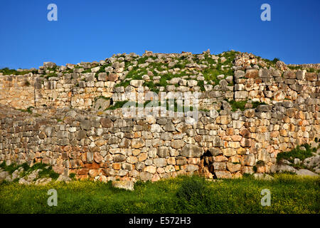 Die zyklopischen Mauern der Akropolis der antiken Tiryns ("Tiryntha"), Argolis ("Argolis"), Peloponnes, Griechenland Stockfoto