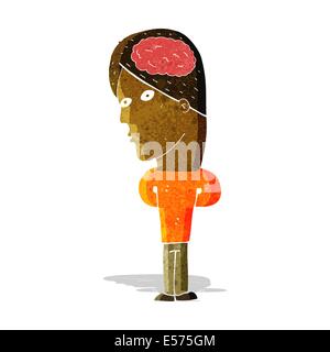 Karikatur Mann mit großen Gehirn Stock Vektor