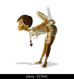 Wikinger Mädchen verbeugte sich Cartoon Stock Vektor