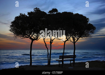 Zacharo Strand, gleich nach Sonnenuntergang. Ilia (Elis), Peloponnes, Griechenland. Stockfoto