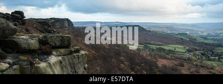 Panorama-Landschaft Peak District National Park England im Herbst Stockfoto