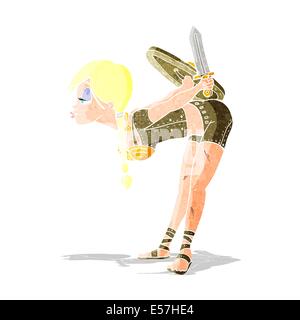 Wikinger Mädchen verbeugte sich Cartoon Stock Vektor