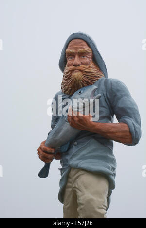 Maine, Eastport. Die meisten östlichen Stadt Amerikas. Die Fischer-Statue entlang der Waterfront Walk. Stockfoto