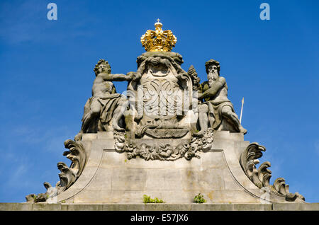 Skulpturen an der Marmorbrücke, Christiansborg Palace, Kopenhagen, Dänemark Stockfoto