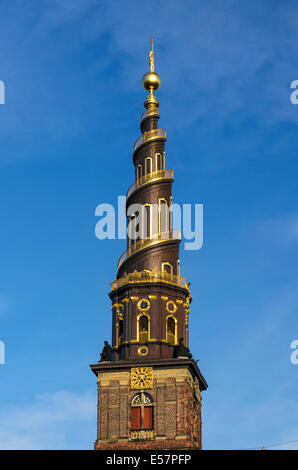 Turm der Kirche des Erlösers, Kopenhagen, Dänemark Stockfoto