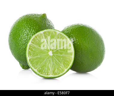 Kalk, isoliert auf weißem Hintergrund Stockfoto