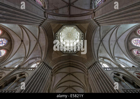 Laterne-Turm, die gotische Kathedrale von Coutances, Coutances, Halbinsel Cotentin, Département Manche, Region Basse-Normandie, Frankreich Stockfoto