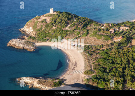 Luftaufnahme von Torre di Chia, Südküste, Sardinien, Italien Stockfoto