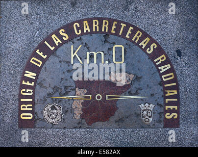 Kilometer Null, Null-Punkt, Plaza Puerta del Sol, Madrid, Spanien Stockfoto