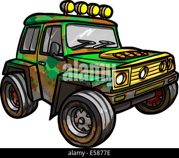 Illustration einer Cartoon-Geländewagen. Isoliert. Stockfoto