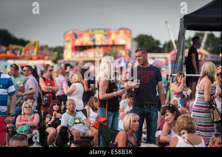 FestivalbesucherInnen amüsieren sich auf dem Festival in Brentwood. Stockfoto