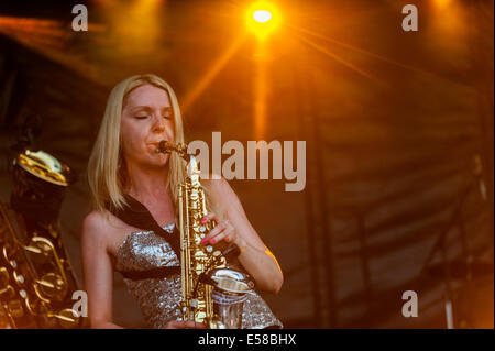 Die Glitterball Band Auftritt beim Festival Brentwood. Stockfoto