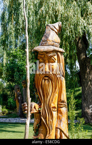 Kanadische Kettensäge Kunst Schnitzereien aus toten Bäumen als Hinterhof Dekor auf einem Bauernhof in Ontario Stockfoto