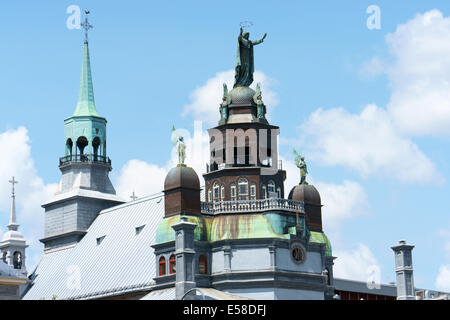 Heckansicht des Notre-Dame de Bonsecours Chapel (unserer lieben Frau der guten Hilfe) in Montreal, Quebec, Kanada. Stockfoto