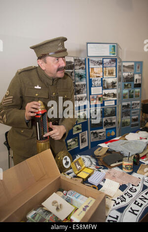 Ersten Weltkrieg Erinnerungsstücke gezeigt auf einem hundertjährigen Event in Kent, England, UK Stockfoto