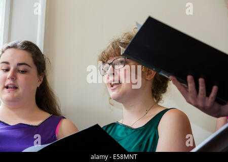 Ein Chor unterhaltsam ein Heaton Cooper Künstler Veranstaltung, gesponsert von Rathbones bei Brathay, 3. Juli 2014. Stockfoto