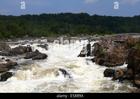 Blick über Great Falls am Potomac River aus Sicht auf Olmsted Island, Maryland, USA Stockfoto