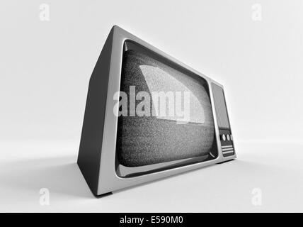 3D-Modell des Retro-tv mit statischen auf weißem Hintergrund. Stockfoto