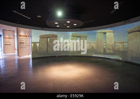 Details der Audio-visuelle Projektion im neuen Besucherzentrum in Stonehenge, Wiltshire, UK Stockfoto