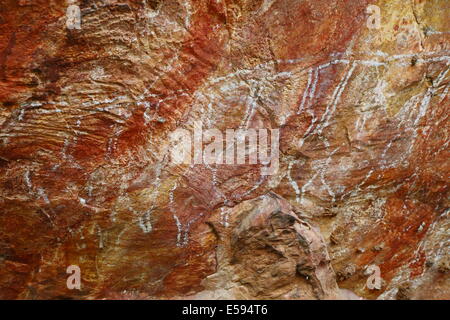 Einheimischen Aborigine-Felskunst - Kununurra, Westaustralien. Stockfoto